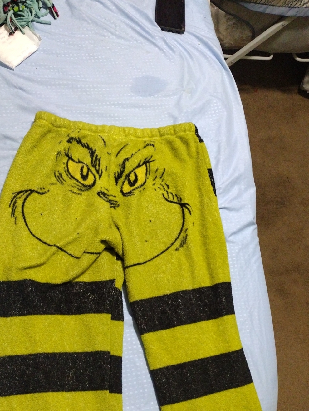 Grinch Face Cozy Lounge Pants in Lime Green & Black